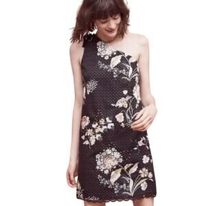 Maeve by Anthropologie	NWT One Shoulder Beaded‎ Floral Mini Dress	 -Size:	0
